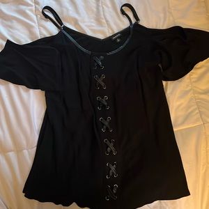 Torrid size one, cold shoulder, full leather lace up going out top